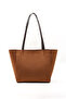 Suede Tan/Brown Shk255 Large Size Faux Leather Hand, Arm and Shoulder Bag with Front Pocket and Zipper - 3