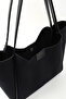 Black Suede Shk76 Large Size Women's Hand and Shoulder Bag with Snap Fastener, Wicking Strap, and Faux Leather Makeup Bag - 7