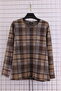 Women's Plus Size Stretch Fabric Crew Neck Checked Skirt Gatherable Soft Sweater Mother Blouse - 2
