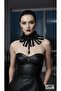 Women's Black Ruffled Choker Necklace – Trendy Neck Accessory with Ribbon and Tassel Detail
