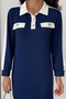 Women's Polo Neck Ornamental Button and Pocket Midi Length Modal Dress - 5
