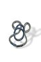 Silver Color Navy Blue Stone Detailed Adjustable Steel Ring - 2