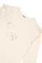 تيشيرت بأكمام طويلة مطرز بالزهور ومزين بكشكشة على الكتف - 4