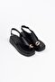 Milena Black Skin Buckle Detailed Sandals