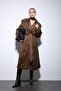 Brown Double-Breasted Suede Look Premium Women's Trench Coat - 4