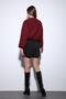 Burgundy Elastic Waist Crop Women's Coat - 7