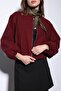 Burgundy Elastic Waist Crop Women's Coat - 6