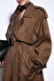 Brown Double-Breasted Suede Look Premium Women's Trench Coat - 7