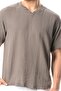 Short Sleeve Men's Ribbed Summer Muslin T-Shirt Gray Gray - 3