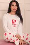 Women's King Type Slogan Six Heart Pattern Crew Neck Long Sleeve Six Long Viscose Pajama Set - 5