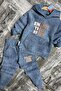 Boy's Enjoy the Mold Printed Hooded Sweatshirt Blue Tracksuit Set
