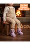 Anatomical Baby Girl Children's Rain Snow Winter Velcro Bow Ribbon Boots Shoes with Fur Inside and Wool Inside