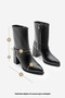 K946 Women's Pointed Toe Belt Detailed Thick Heeled Boots - 5