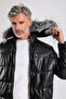 Maroquin Leather Silva Men's Black Leather Puffer Coat - 5