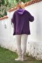 Italian Purple K Hooded Buttoned Long Sleeve Zippered Pocket Mesh Detailed Linen Woven Jacket 75 65 - 8