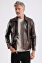 Maroquin Leather Stefan Men's Shirt Collar Leather Coat - 2