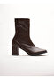 Women's Zippered Stretch Heeled Boots Cosele Brown Skin - 2