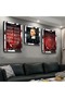 Mdf Painting Set with Silver Mirrored Plexiglass Frame, Featuring the Atatürk Oath and Clock for Youth