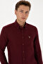 Men's Burgundy Long Sleeve Basic Shirt 50307686-Vr014 - 2