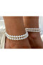 Pearl Ankle Strap Off-White Bridal Shoes - 5