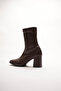 Women's Zippered Stretch Heeled Boots Cosele Brown Skin - 5
