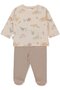 Interlock Pajama Set with Football Socks 2-Piece (Me and Dudes) Brown - 2