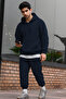 Men's Oversized 3-Thread Ş Fleece-Lined Basic Tracksuit Set - 2