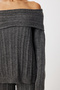 Open Shoulder Knitwear Sweater Pants Set Lmu0004 Dark Anthracite - 4