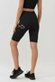 High Waist Black Yoga Pilates Athlete Short Leggings – Polyamide Fabric Gold Fish Pattern Women's Leggings - 2