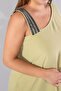 333481 Women's Plus Size One-Shoulder Striped Dress Light Green - 4