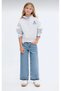 Girl's High Waist Wide Leg Jean Pants - Leg Detail
