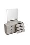 Trevor Dresser with Mirror & Stool Set - Beige/Light Grey Finish, Engineered Wood, 150x47x187.4cm - 3