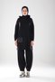 Women's Black Hooded Bell-Bottoms with Pockets and D Buckle, Shalwar/Harem Pants, 2-Piece Islamic Sports Suit _2286