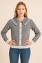 Women's Trendy Stylish Knitwear Jacket-Cardigan with Ruffled Collar, Buttoned Front and Black Edge Detail - 3