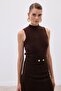 Zero Sleeve Beard Knitwear Blouse - Brown - 5