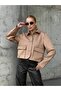 Sevunera Suede Fabric Earth Color Jacket with Button and Pocket Detail - 8