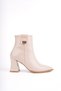 Luxera Pointed Toe Buckle Detailed Zippered Thick Heeled Women's Boots