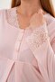 Maternity-Pregnancy Pajama Set with Dressing Gown, Long Sleeves, 3-Piece Set - 3