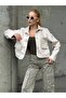 Sevunera Suede Fabric Cream Color Jacket with Button and Pocket Detail - 2