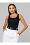 27063 Women's Cotton Ribbed Knit Corded Fabric Stretchy Comfortable, Front Placketed Thick Strap Knitted Tank Top Crop Outerwear