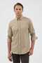Knitted 100% Mercerized Cotton Comfort Fit Light Brown Men's Shirt - 4