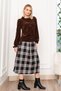 Women's Winter Coffee Velvet Shirt with Ruffle Collar Detail and Plaid Button Skirt Stylish Daily Casual Set 1280