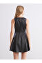 Sparkling Choices from Shining Store Zero Roba Collar Leather Look Peplum Mini Dress - 5