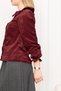Women's Winter Burgundy Velvet Shirt with Ruffle Collar Detail and Plaid Button Skirt Stylish Daily Casual Set 1280 - 5