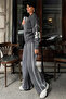 Women's Sporty Chic Knit Tracksuit Set Gray – Zippered Top, Wide-Leg Bottom - 2