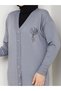 Women's Long Sleeve Knit Cardigan with Stone Detail on the Chest and Buttons - 6
