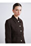 Two Mt Shop Quality Raşi̇t Bagzi̇bağli X Brown Tweed Plain Standard & Regular Women's Jacket - 5