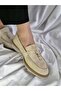 Stylish and Comfortable Genuine Leather Women's Shoes – Beige Suede Design - 3
