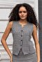 Women's Tweed Houndstooth Crew Neck Vest-Black Houndstooth - 3