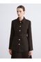 Two Mt Shop Quality Raşi̇t Bagzi̇bağli X Brown Tweed Plain Standard & Regular Women's Jacket - 3